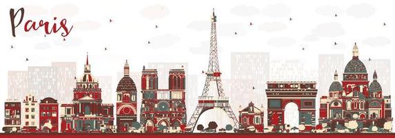 Paris France Skyline with Color Landmarks. vector