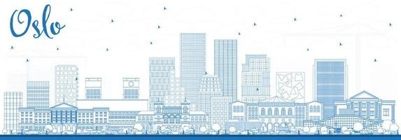 Outline Oslo Norway Skyline with Blue Buildings. vector