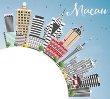 Macau Skyline with Gray Buildings. Blue Sky and Copy Space. vector