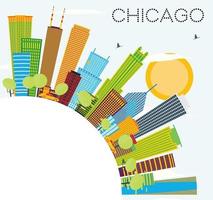 Chicago Skyline with Color Buildings and Copy Space. vector