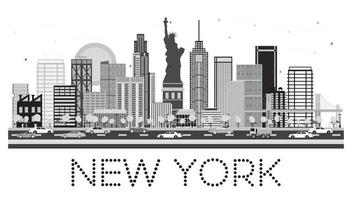 New York Skyline in Black and White Color. vector