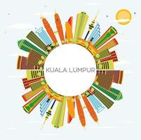 Kuala Lumpur Skyline with Color Buildings, Blue Sky and Copy Space. vector