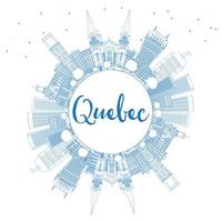 Outline Quebec Skyline with Blue Buildings and Copy Space. vector