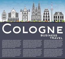 Cologne Skyline with Gray Buildings, Blue Sky and Copy Space. vector