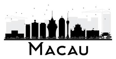 Macau City skyline black and white silhouette. vector