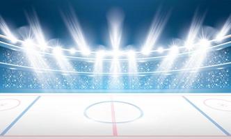 estadio de hockey sobre hielo con focos. vector