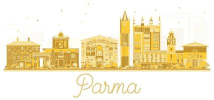 silueta dorada del horizonte de la ciudad de parma italia. vector