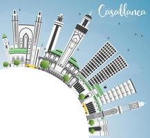 Casablanca Skyline with Gray Buildings, Blue Sky and Copy Space. vector