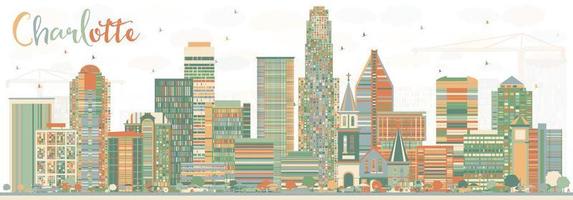 Abstract Charlotte Skyline with Color Buildings. vector