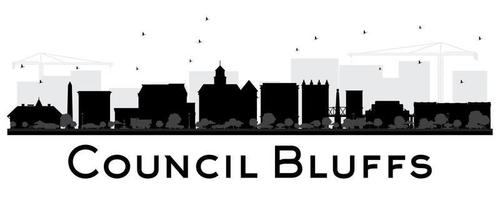 Council Bluffs skyline black and white silhouette. vector