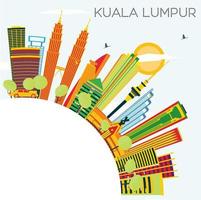 horizonte de kuala lumpur con edificios de color, cielo azul y espacio de copia. vector