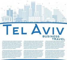 Outline Tel Aviv Skyline with Blue Buildings and Copy Space. vector