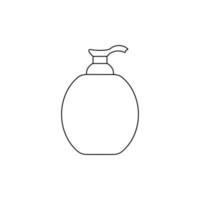 Simple outline cosmetic bottle in minimalistic style, container for Cream, Lotion, Hand Soap, Foam icon for design. Isolated on white background vector