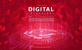 Digital technology banner red background concept, circuit technology light effect, abstract cyber tech, innovation future data, internet network, Ai big data, line dots connection, illustration vector