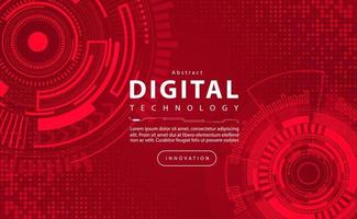 Digital technology banner red background concept, circuit technology light effect, abstract cyber tech, innovation future data, internet network, Ai big data, line dots connection, illustration vector