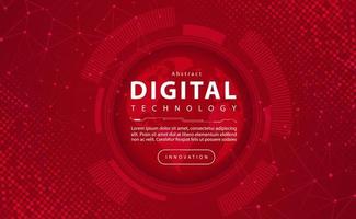 Digital technology banner red background concept, circuit technology light effect, abstract cyber tech, innovation future data, internet network, Ai big data, line dots connection, illustration vector