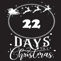 22 días hasta navidad, logotipo negro simple con motivos blancos vector