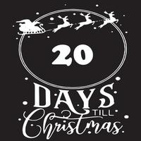 20 Days until Christmas , simple black logo with white patterns on it vector