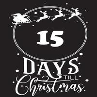 15 Days until Christmas , simple black logo with white patterns into it vector