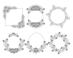 flower frame of wreath design with elegant floral and leaves vector