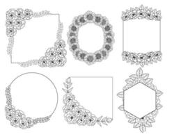 flower frame of wreath design with elegant floral and leaves vector