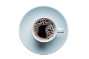 Blue cup with coffee isolated on a transparent background png