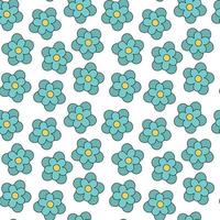 Pattern with cute retro flowers. Blue flowers in retro style pattern. Vector retro pattern. Cute pattern with flowers.