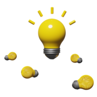 yellow wireframe light bulb isolated. business idea tip concept, minimal abstract, 3d illustration or 3d render png