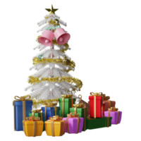 caixa de presente com árvore de natal isolada. site, cartaz ou cartões de felicidade, conceito festivo de ano novo, ilustração 3d ou renderização 3d png