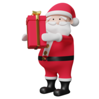 Santa claus hands holding red gift box, space isolated. website, poster or happiness cards, festive New Year concept, 3d illustration or 3d render png