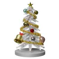 árbol de navidad con adornos aislados. exhibición de escenario moderno y maqueta minimalista, concepto de navidad y año nuevo festivo, ilustración 3d o renderizado 3d png