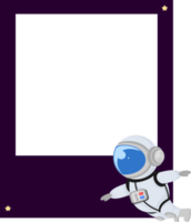 marco de foto individual cuadrado de tema espacial para niños con lindo elemento de astronauta png