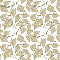 elegante patrón transparente con hojas dibujadas a mano png