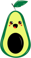 aguacate con ojos kawaii. png en estilo de dibujos animados. todos los elementos están aislados