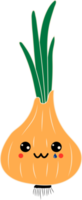 Green onion with kawaii eyes. PNG in cartoon style. All elements are isolated