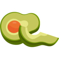 palta. mitad y rebanada de fruta png