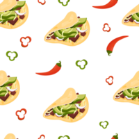 sömlös mönster med mexikansk tacos png