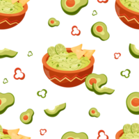 patrón sin costuras con salsa verde de guacamole mexicano png
