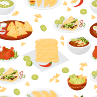 patrones sin fisuras con comida tradicional mexicana