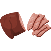 Piece of grilled meat cut into portions png