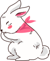 White Rabbit Bunny with Pink Scarf Winter Illustration png