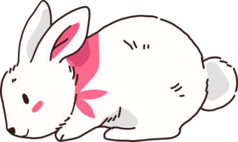 wit konijn konijn met roze sjaal winter illustratie png