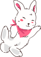 White Rabbit Bunny with Pink Scarf Winter Illustration png