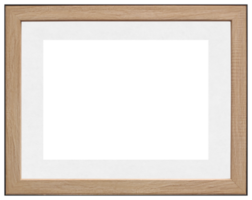 Wooden picture frame with passepartout and copy space isolated on transparent background png