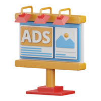 Cartelera de representación 3d aislada útil para marketing, publicidad, publicidad y promoción png