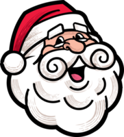 Merry Christmas with cartoon retro style santa claus head illustration png