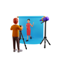 le photographe prend des photos du modèle, illustration de personnage 3d png