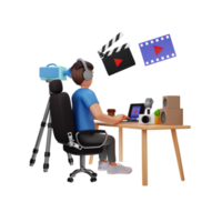 editor de video ilustración de personajes 3d png