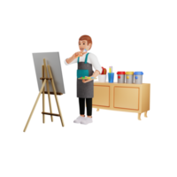 Young Male Artist Animated 3D Character Illustration png