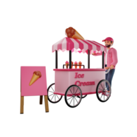Ice Cream Booth 3D Character illustration png